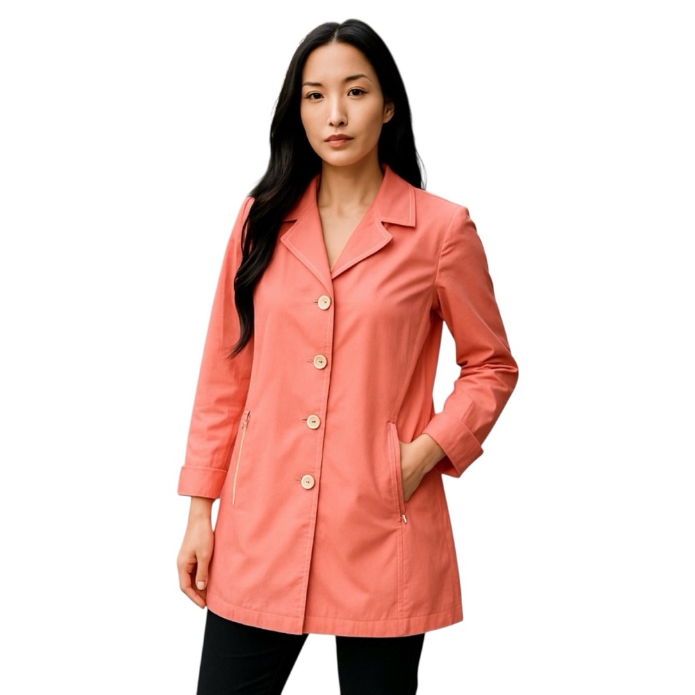 ST JOHN SPORT By Marie Women’s Coral, Notched Collar Cotton Blend Blazer Size: L